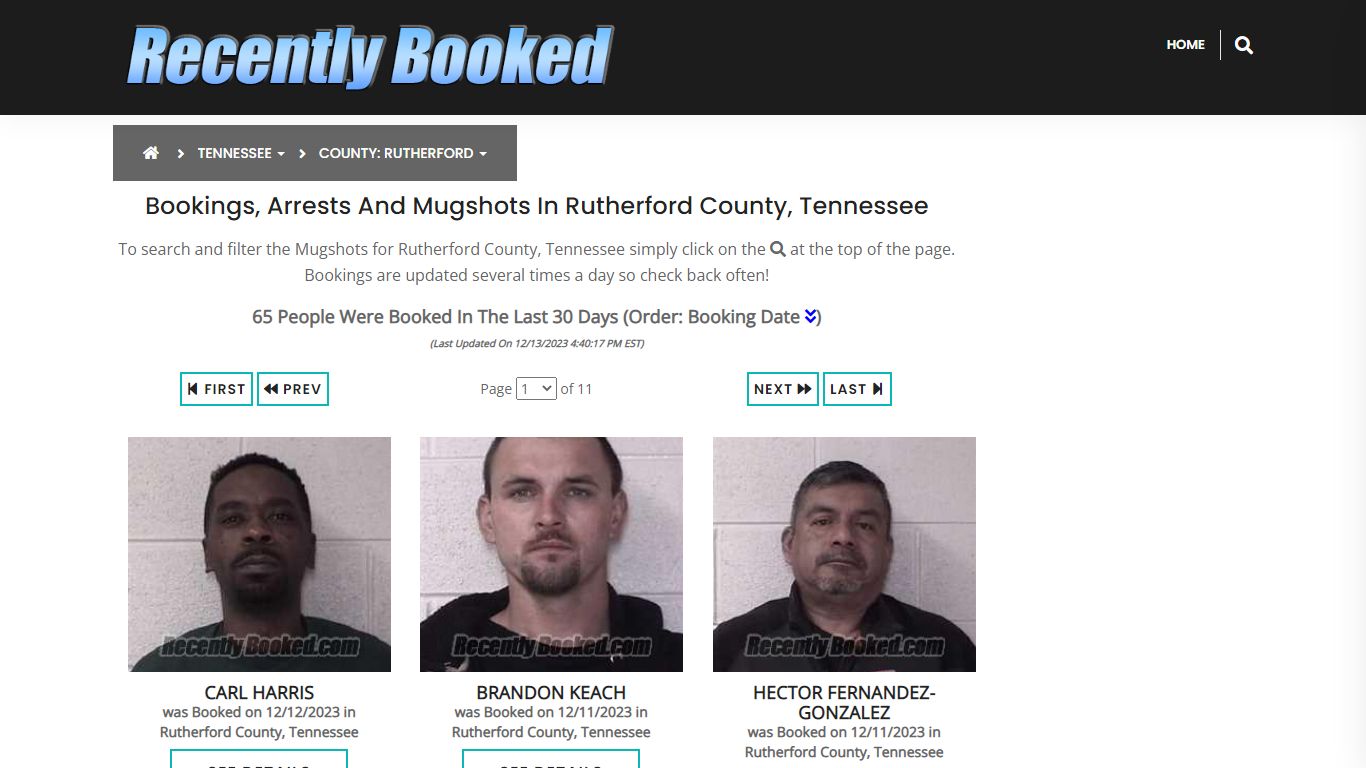 Bookings, Arrests and Mugshots in Rutherford County, Tennessee